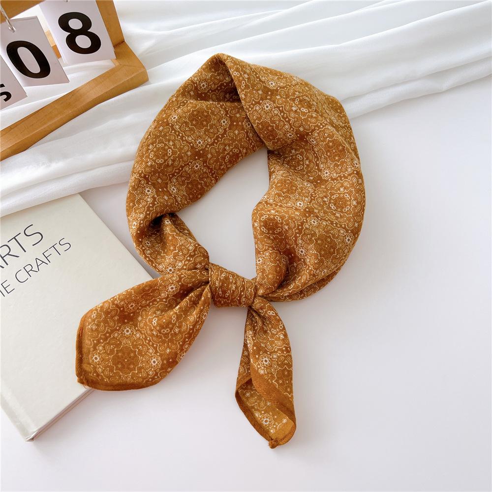 Eșarfă pătrată mică din bumbac și in Eșarfă din mătase Primăvară și toamnă pentru femei Stil nou artistic și versatilă la modă Esarfă cu bentiță cu temperament