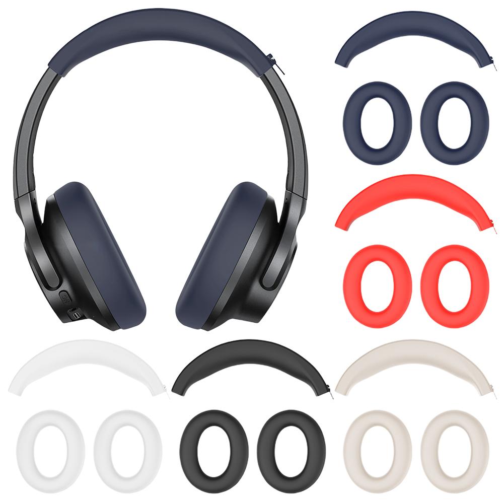 Silikon-Ohrpolster Kopfbügel Reißverschluss Schutzhülle Kopfhörer-Hülle Stirnband Kissen Etui für Anker Soundcore Life Q20i Headset