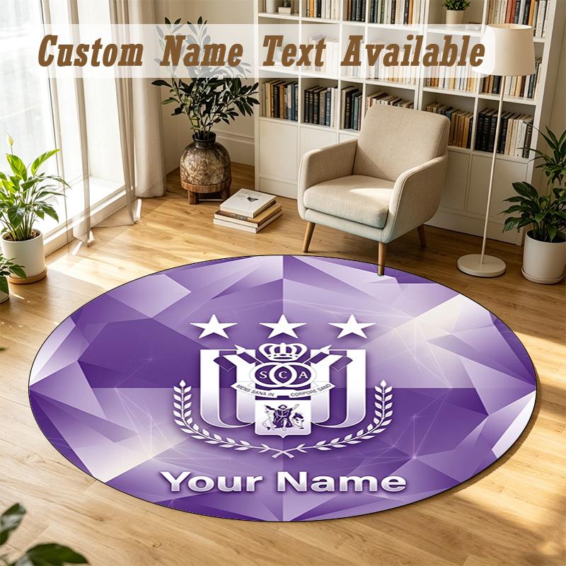 Round Rug Custom NameAnderlecht FC Pattern Non Slip Carpet Home Floor Decor