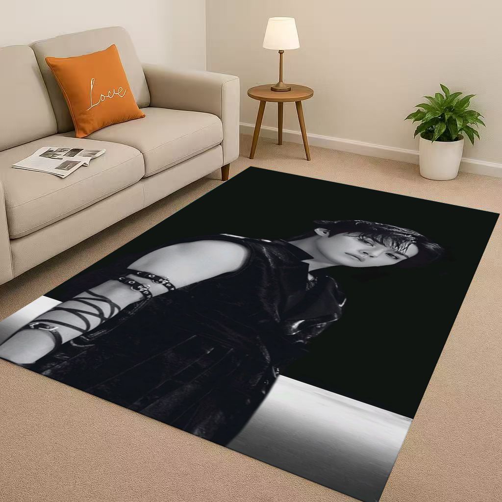 3D Kpop Bang Chan,lee Know Star Living Room Non-Slip Area Rug Carpet for Bedroom Playroom Sofa,Easy Clean Home Decor Doormat