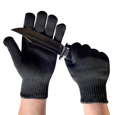 1pair Steel Wire Cut Resistant Gloves, Outdoor Work Protection Gloves, Black Labor Protection Gloves