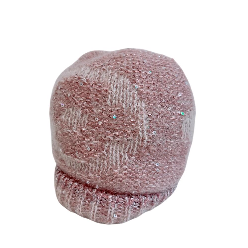 LOUIS VUITTON M74770 Mohair knitted hat Nylon Monogram Glitter Beanie Other hats pink Nylon Used