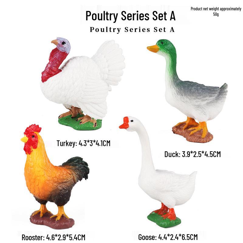 Mini Animal Model Set - Rooster, Duck, Goose, Pig, Rabbit, Dog, Horse, Sheep, Donkey, Cat, Alpaca Toys