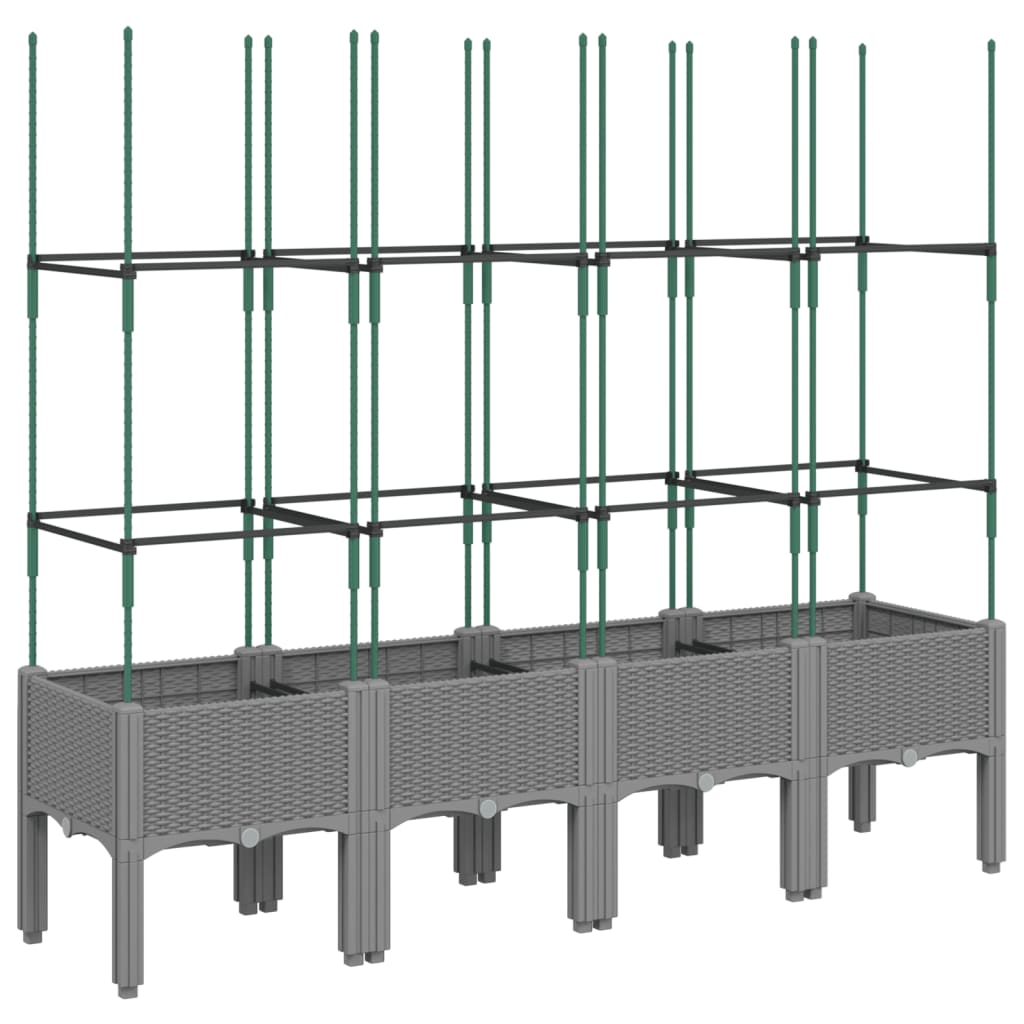 Planter with Trellis Light Grey 160 x 40 x 142.5 cm PP