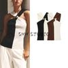 Autumn New Women Clothes French Style Design Contrast Color Sling Accessories Knitted Neck Collar Top 4938016