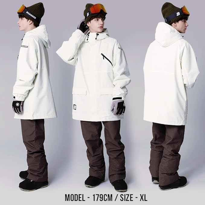 BOARDEE Snowboard Wear Set and Size L and Men's (Jacket Pants) BD24IFOT03M×OB02M, (Jacket Pants/Brown)
