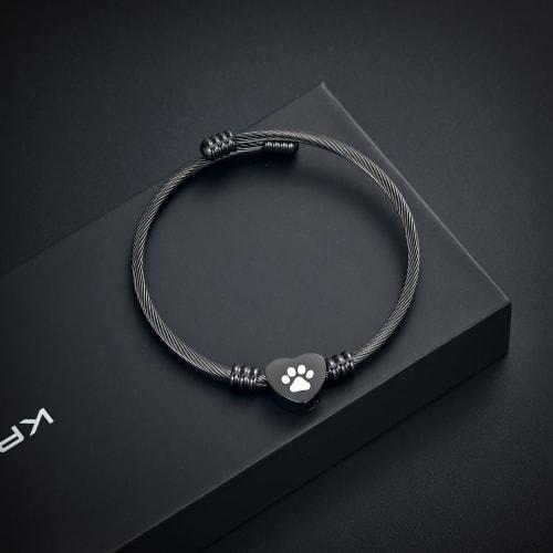 QGJNSGC Cremation Bracelet, Memorial Jewelry, Stainless Steel Pet Claw Heart-Shaped Urn Pendant Bracelet, Keepsake Gift for Family Funerals (B)