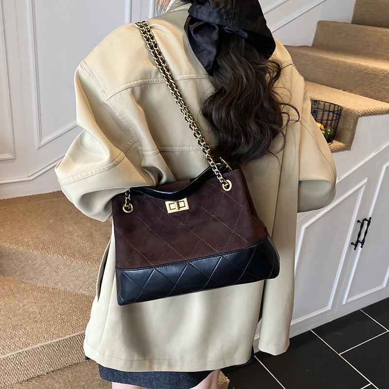 Rhombus Chain Premium Sense Bucket Bag New Women's Large-capacity Autumn Shoulder Bag Tide