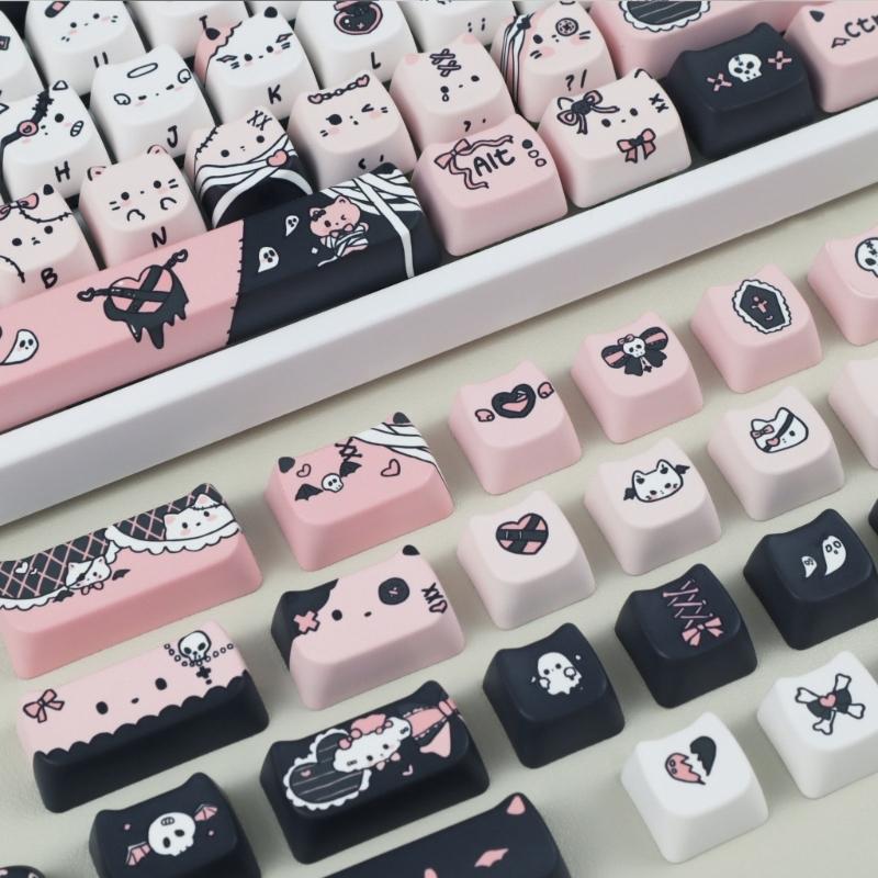 Quality 132key PBT Keycaps Featuring Charm Cats Designs Keycaps for 61 87 96 98 104 108 Mechanical Keyboards Keycap