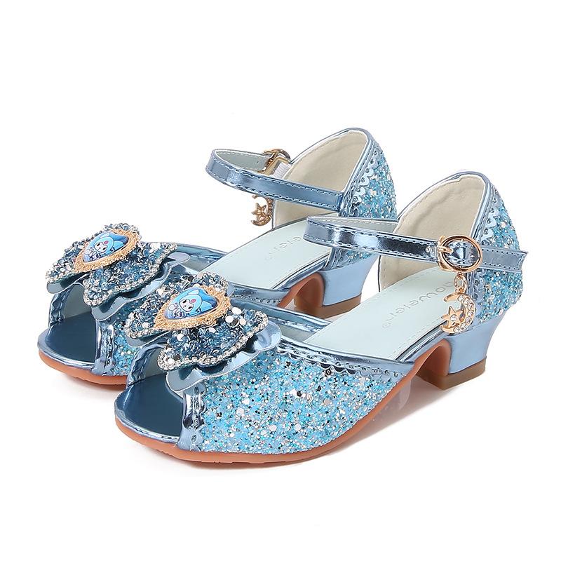 

Kulomi princess sandals girls high heels 2026 summer new children s crystal shoes fashion soft-soled fish mouth shoes 37 yards/23cm синій