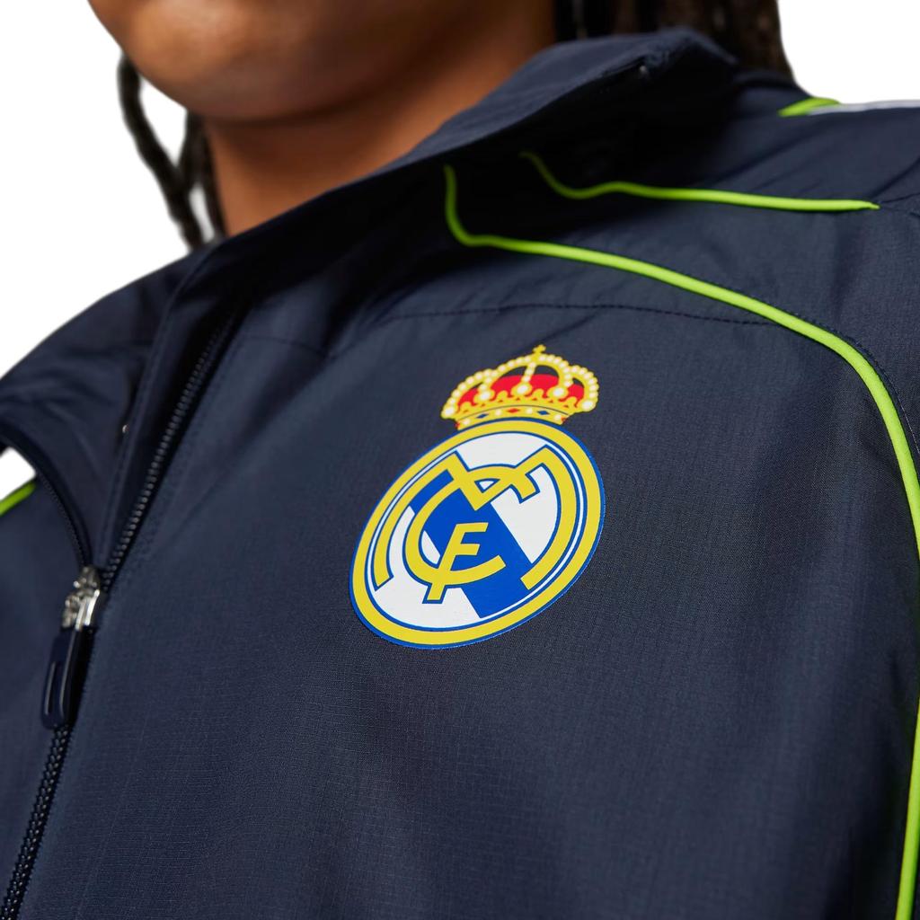Adidas Real Madrid 2025-26 Urban Purist Windbreaker Zip Stripe Long Sleeve Jacket Men jackets Ocean-Blue JF2576