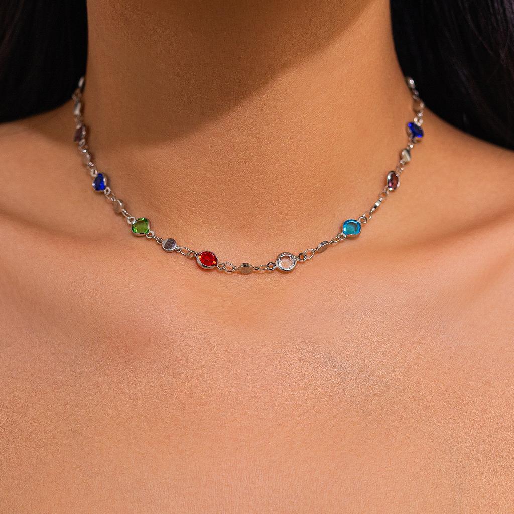 Elegent Colorful Crystal Chain Jewelry Set for Women Bracelets Earrings Tassel Necklace Adjustable Charm Waist Chain Y2K Jewelry