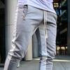 Men Sweatpants Contrast Colors Elastic Waist Drawstring Breathable Autumn Trousers for Jogging
