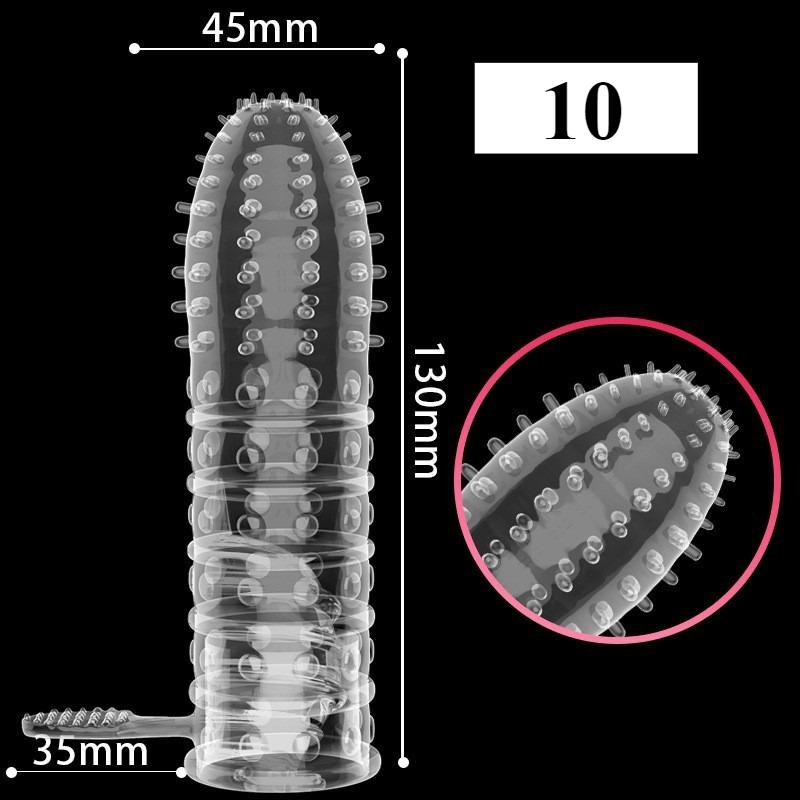 1PCS Transparent Penis Covers Extender Men's Crystal Wolf Tooth Condoms Finger Cock Ring Adult  Sex Toys For Male Longer Lasting