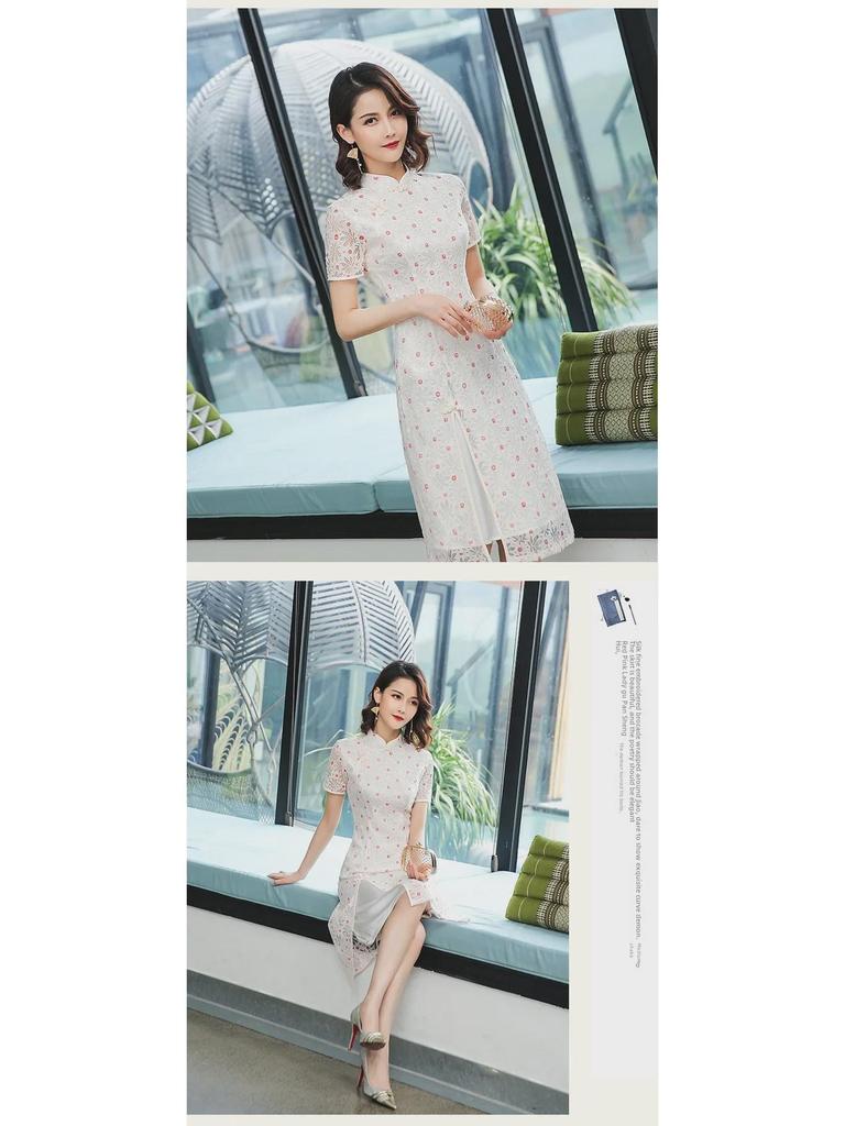 2025 Modern Lace Cheongsam: Slim Fit Ao Dai in Old Shanghai Style