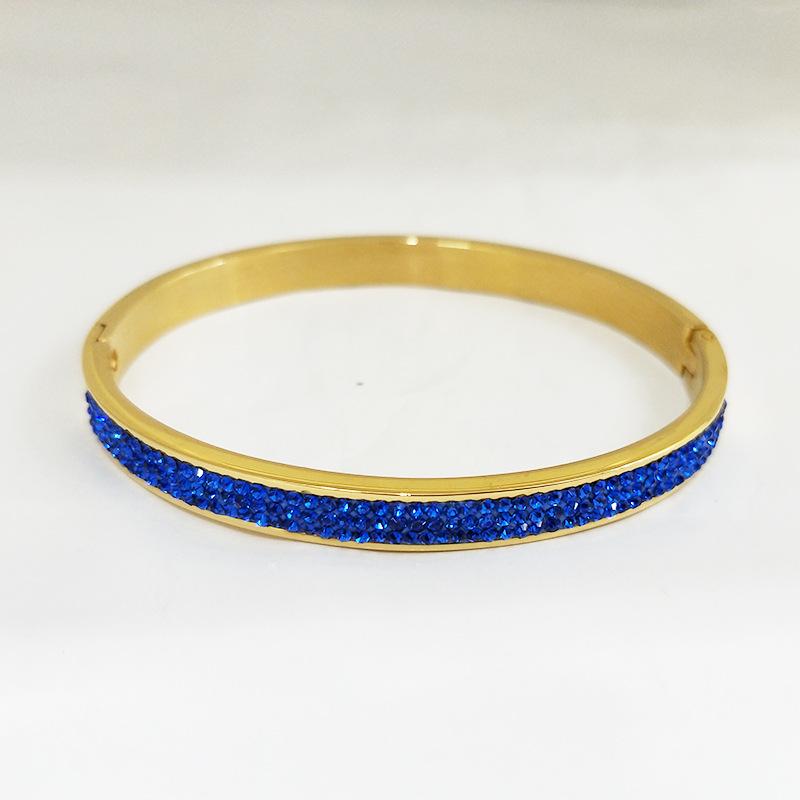 Korean Style Titanium Steel Women s Bracelet with Blue and Red Diamonds - Fashionable Stainless Steel Jewelry