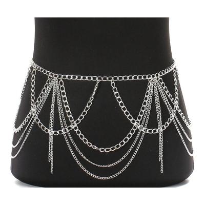 Metall-Quasten-Taillengürtel, mehrschichtige Legierung-Taillenkette, Gold und Silber, vielseitiges Modeaccessoire