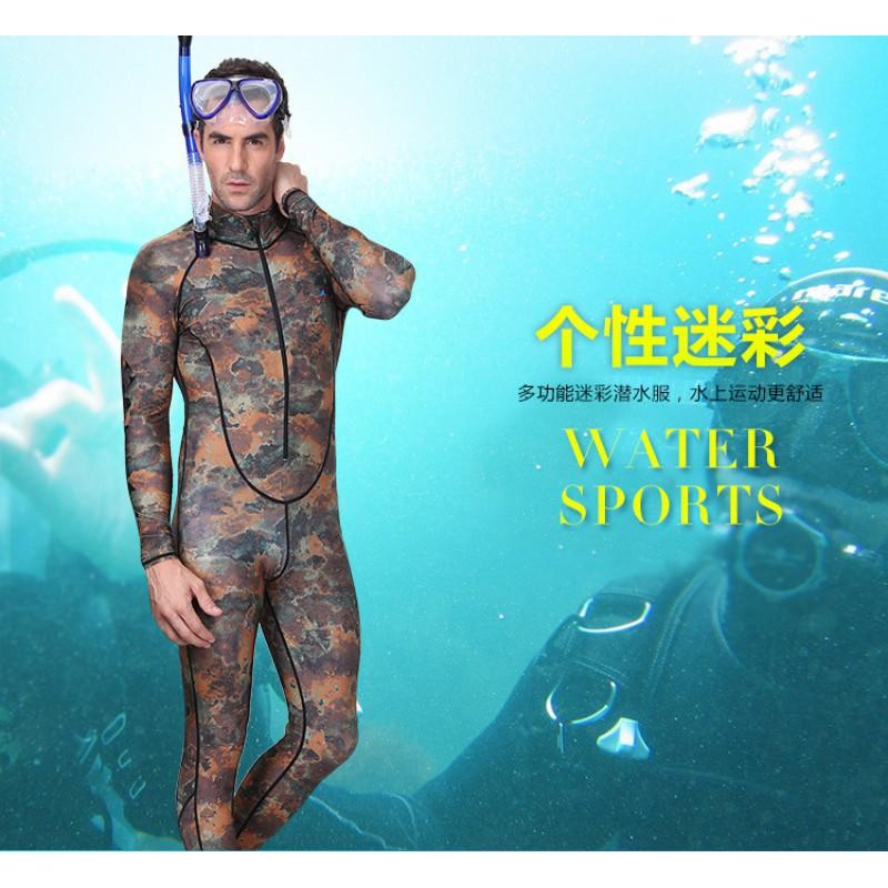 Mens Camo Full-Body UV Protection Diving Suit With Front Zipper Snorkeling Swimming Water Sports