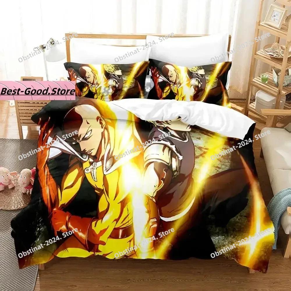 One Punch Man Sängkläder Set Enkelt Twin Full Queen King Size Sängset Aldult Barn Sovrum Påslakanset 3D Anime lakan set