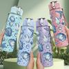 1PC Seashell Conch Ocean Pattern Print 750ml Color Plastic Sports Water Bottle Leakproof Flip Straw Lid Suitable for Sports Office Home Use