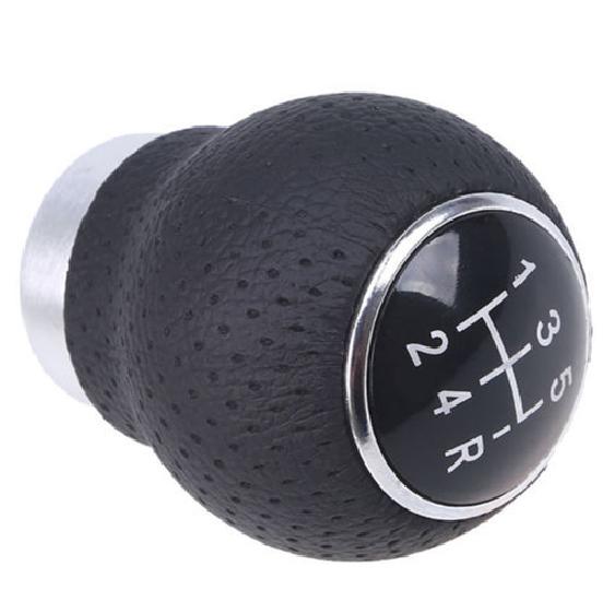5 Speed Manual Car Gear Stick Shift Knob Shifter Lever Aluminum/Leather  Black