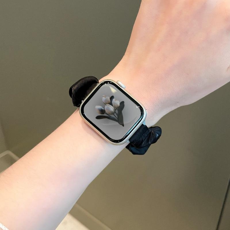 For AppleWatch8910 Apple Watch Strap iwatch11SE Feeling French Pearlescent Hairband Strap