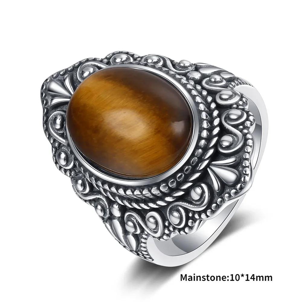 High Quality Natural Tiger Eye Rings S Silver  Ring for Women Gifts Vintage Fine Wedding Party Ring Wholesale