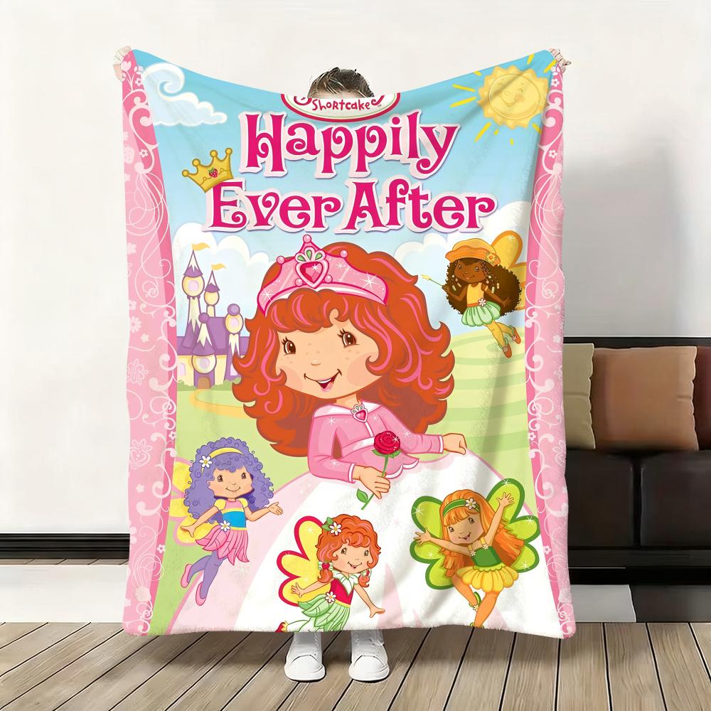 Süßer Cartoon s-Erdbeer S-Sahnetorte Überwurf Flanell Flauschig Weich Decke Warm Hautfreundlich Überwurf für Sofa Bett Büro Nickerchen Winter