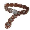 Zinc Zinc Alloy Cowgirl Buckle Belt Vintage Oval PU Hollow Belt Fashion Cowboy Waistband  Dress Decoration