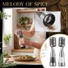 Ensemble de moulin à sel et à poivre au design de microphone multifonctionnel avec mécanisme de broyage en céramique réglable et support en bois pour la cuisine