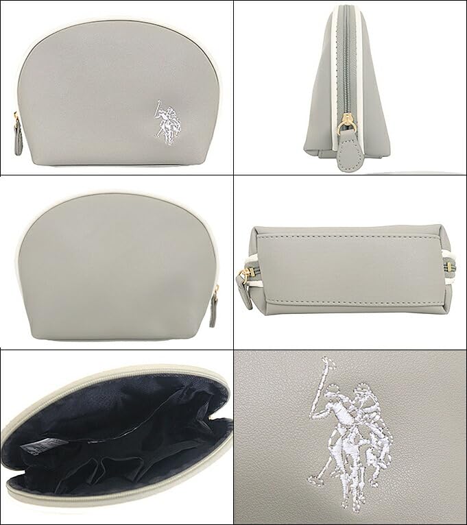 POLO POLO Small items Light gray PU leather round mini pouch for women [U.S. ASSN.] U.S. ASSN. (pouch) USPA-2637 [Brand] [Product]