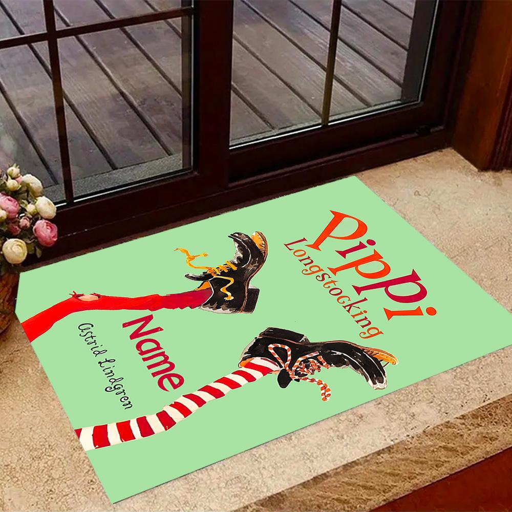 Pippi Monkey Friend. Customized Name Area Rug Suitable for Dormitory Hallway Playrooms Dining Room Anti-slip Rug Office home decor