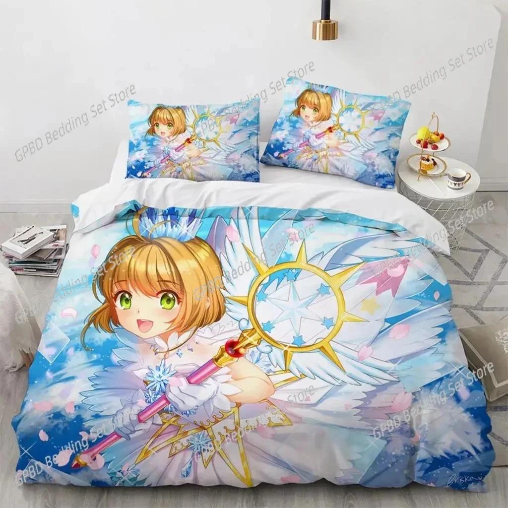 Comforter Anime Cardcaptor Sakura Bedding Set 3D Printed Suitable For Bedroom Kids Home Textile