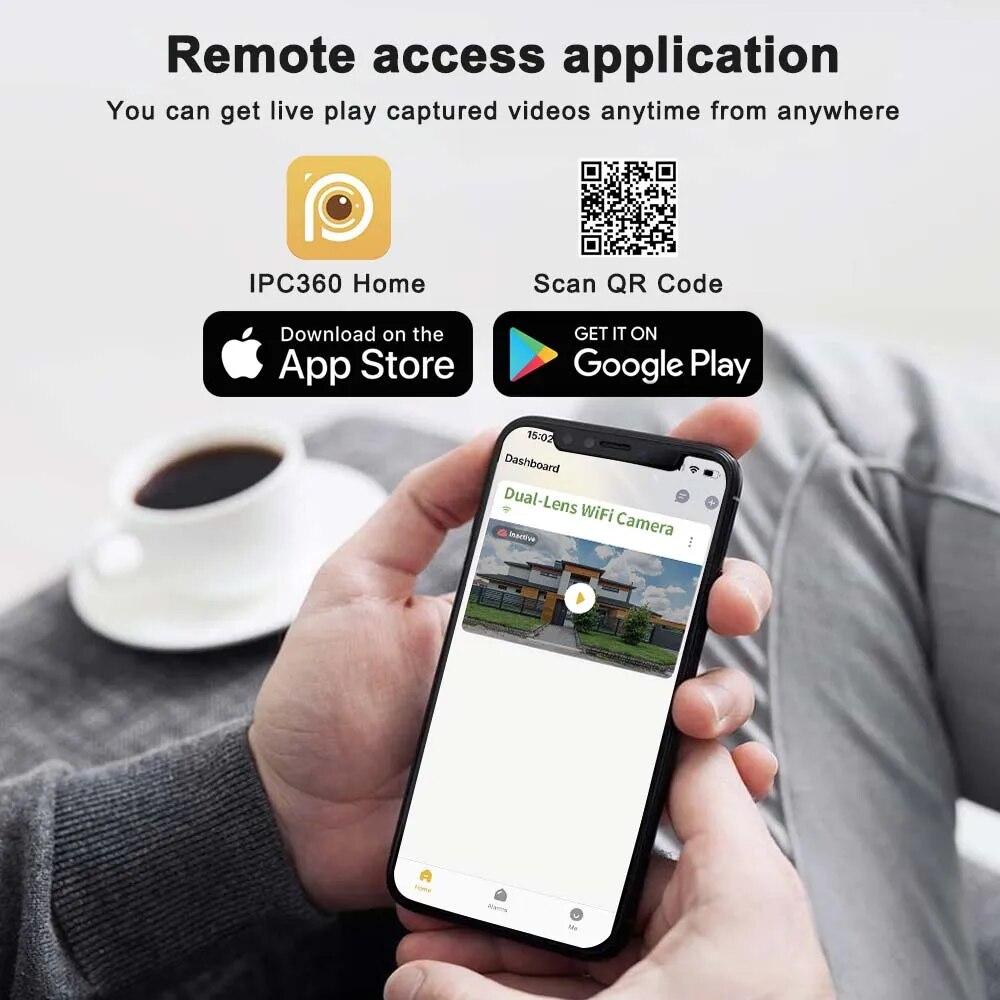 8K WIFI IP Camera Four Lens Three Screen PTZ Camera 10X Zoom Outdoor Auto Tracking Security Camera Waterproof Surveillance Cam