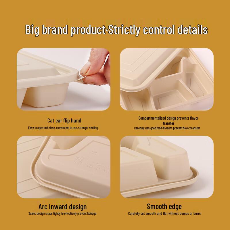 Youheyoumi Biodegradable Corn Starch 4-Compartment Lunch Boxes