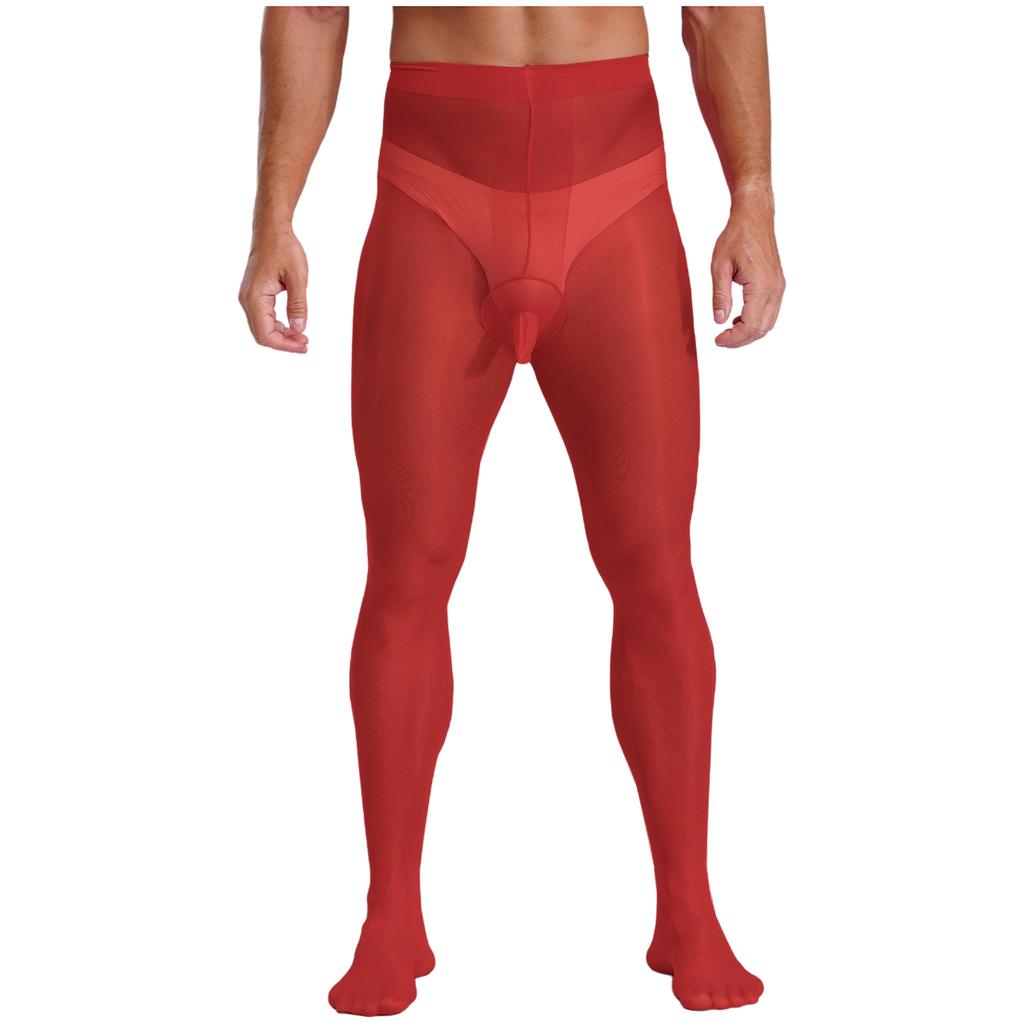 Transparente, dehnbare Strumpfhose für Herren, Konturbeutel, elastische Taille, Cross-Dresser-Leggings, glänzende Strumpfhose für Cosplay-Auftritte