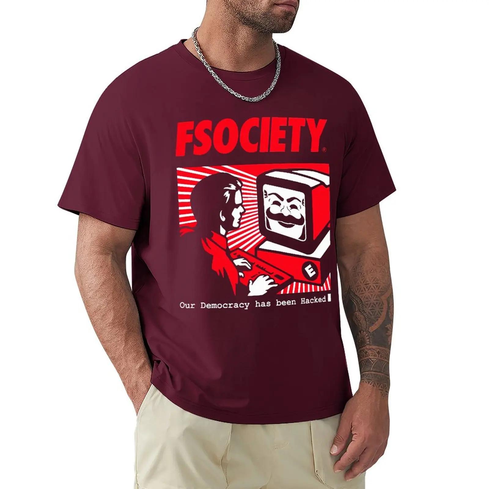 

Вінтажна Смішна Футболка Mr Robot FSociety F Society Хакерська Футболка Хараджуку Футболка з Коротким Рукавом 100% Бавовна Графічна Футболка Топи M слонова кістка