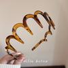 Black Flocked Big Wave Headband with Tooth Comb for Washing Face, Headband for Tidying Up Hair, Hairpin and Headdress