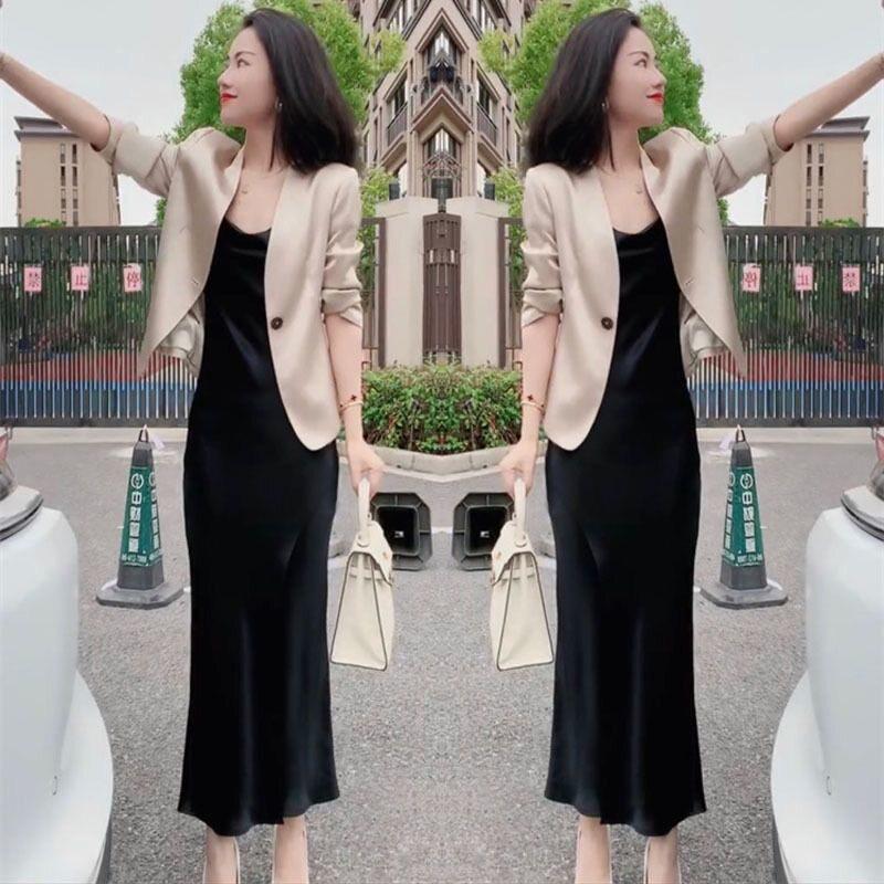 Italian Women's Suit Jacket and Camisole Dress Set - Spring Edition