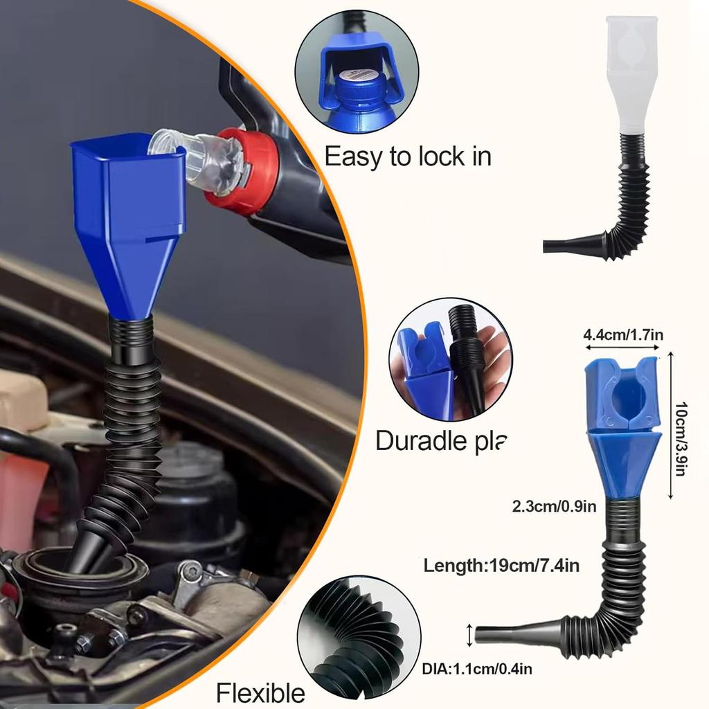 Automotive Refueling Set 10 Pack,Features A Wide-Mouth Oil Funnel, Snap-On Design, Hands-Free Long Neck, And Flexible Right-Angle Oil Funnel For