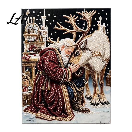Dekorative Perlen-Bastelarbeiten Weihnachts-Malset Weihnachtsmann Rentier DIY Kunst Kreative Winterdekoration 3D Engel Wandbastelset für Erwachsene Festlich