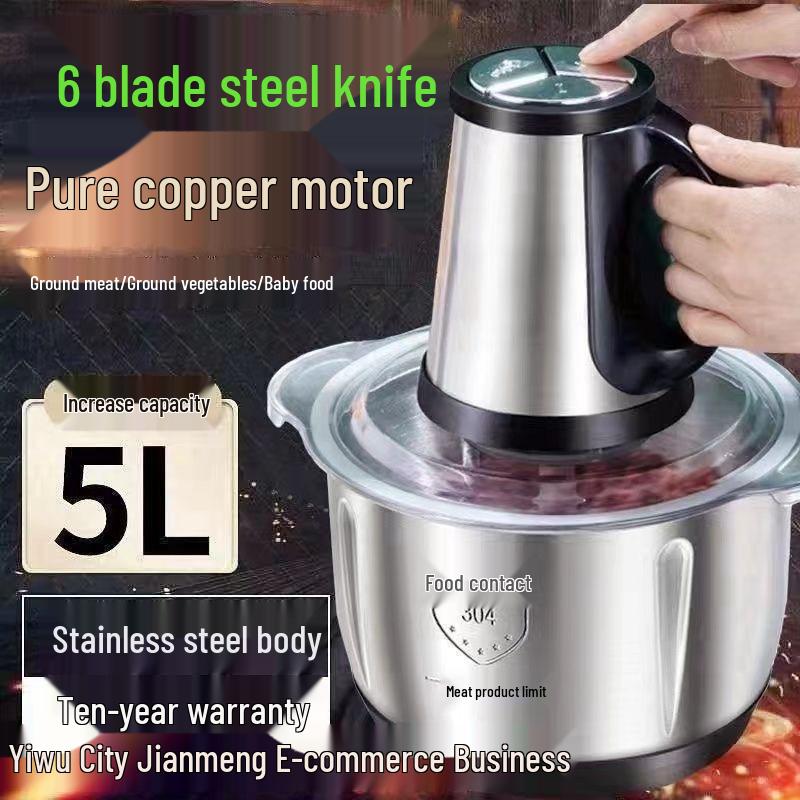 Electric 304 Stainless Steel Meat Grinder & Multifunction Kitchen Machine for Dough, Garlic Paste, and Vegetable Chopping.