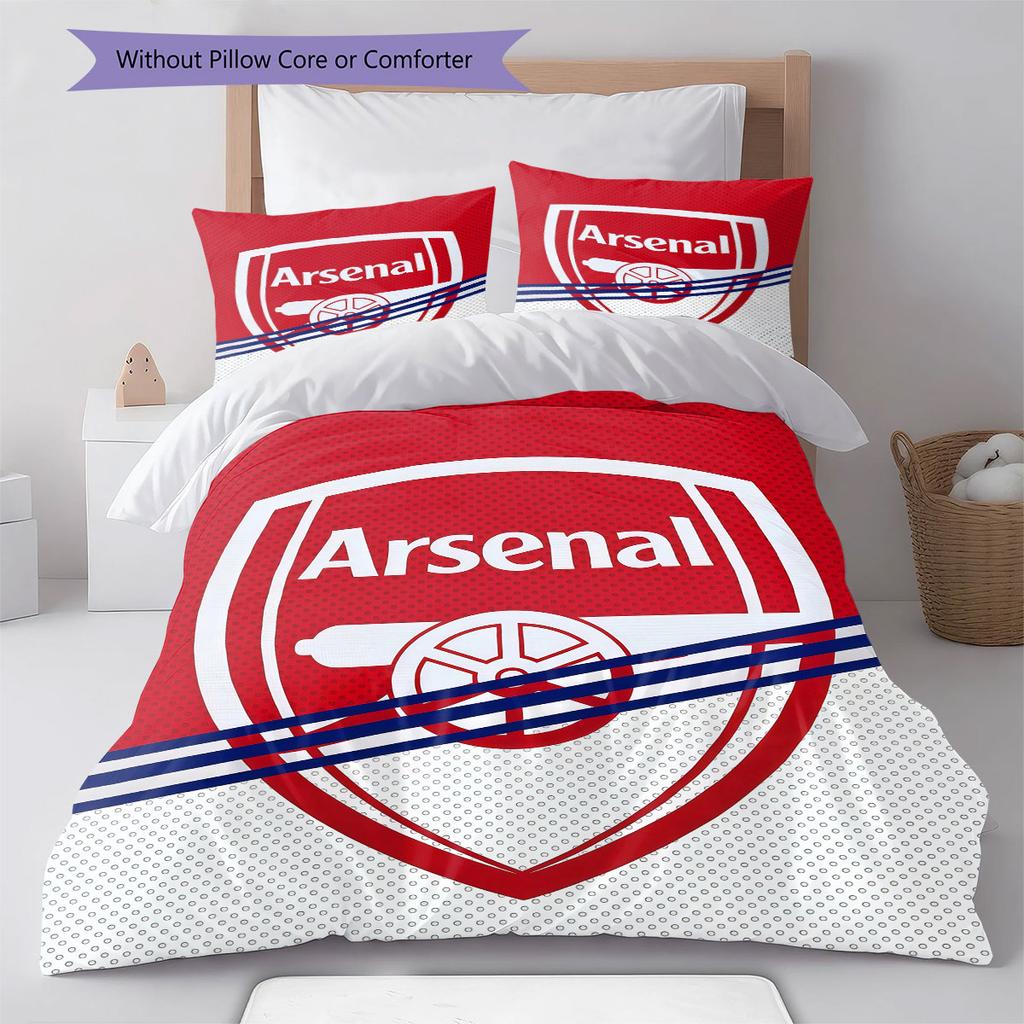Arsenal Pattern Bedding Home Decoration Birthday Gift ( 1 Duvet Cover + 2 Pillowcase, Without Core),fan Merchandise.