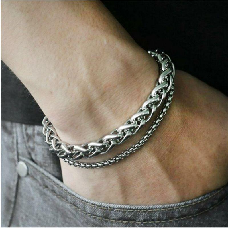 

INS Дизайн для особых интересов Титановая сталь Мужской модный браслет Length 20cm (suitable for 17cm ~ 18m wrist) code