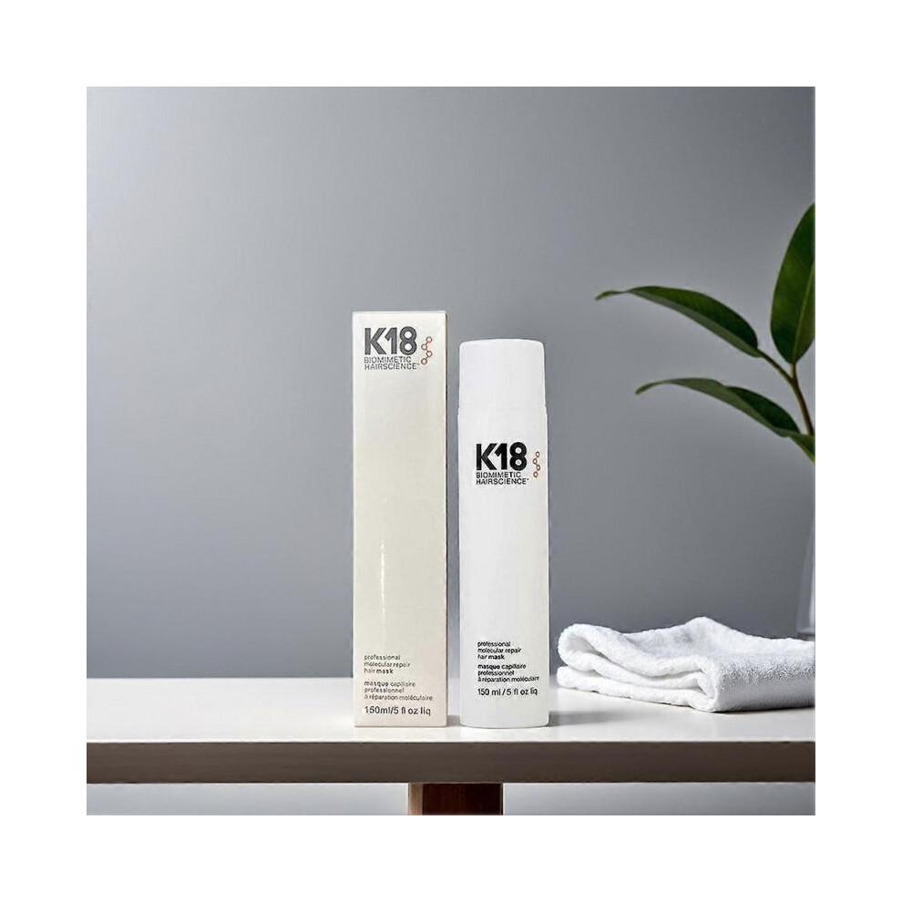 (150ml)Mascarilla Reparadora Molecular sin Aclarado K18 con Tecnología de Péptidos para Todo Tipo de Cabello Tratamiento de 4 Minutos