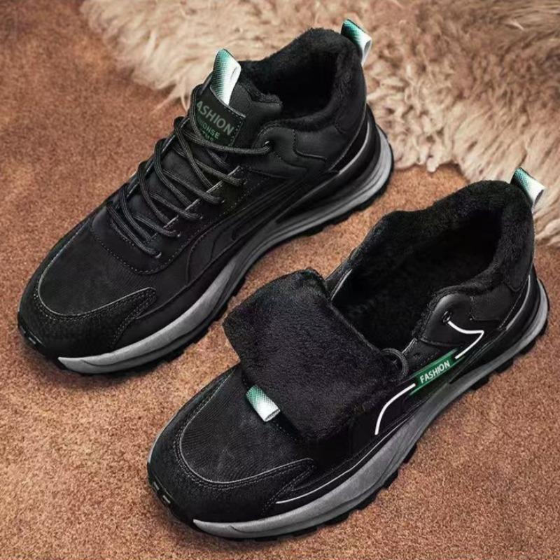 Men Winter Fleece Lined Warm Cotton Shoes Waterproof Non-Slip Thick Sole Wear Resistant Work Safety Sneakers
