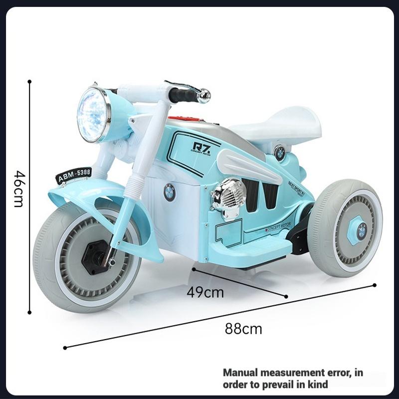 Children's Electric Motorcycle Tricycles Dual Drive Children's Car with Remote Control Bluetooth Music LED Light