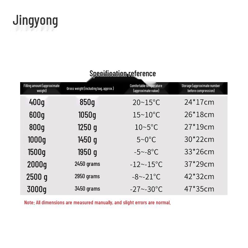 Jingyong Adult Envelope Duck Down Sleeping Bag