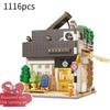 Cada Japanese Sushi HouseBricks Shop LED Japanese Steamed Bun House Building Blocks Summer Cafe Cada Toy Street View Series Set