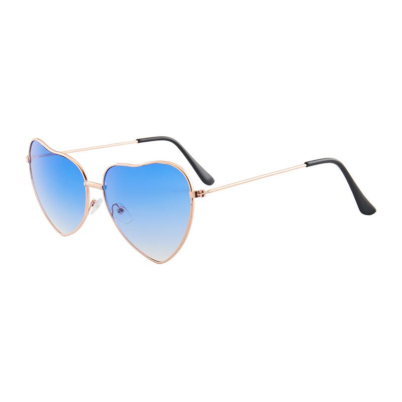 Metal Peach Heart Sunglasses with Ocean Lens - Trendy Candy Color Heart-shaped Glasses градиентный синий
